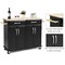Costway Rolling Kitchen Trolley Island Black Cart Wood Top Storage Cabinet Utility W/ Drawers